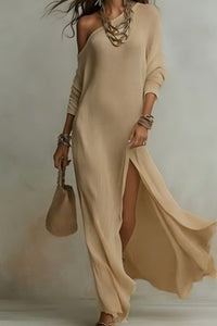 Willluxe® Bohemian One-Shoulder Textured Maxi Dress In Soft