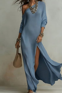 Willluxe® Bohemian One-Shoulder Textured Maxi Dress In Soft