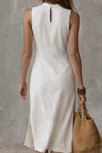 Willluxe® Stand-collar Split-hem Midi Dress