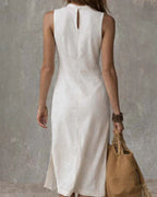 Willluxe® Stand-collar Split-hem Midi Dress