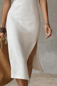 Willluxe® Stand-collar Split-hem Midi Dress