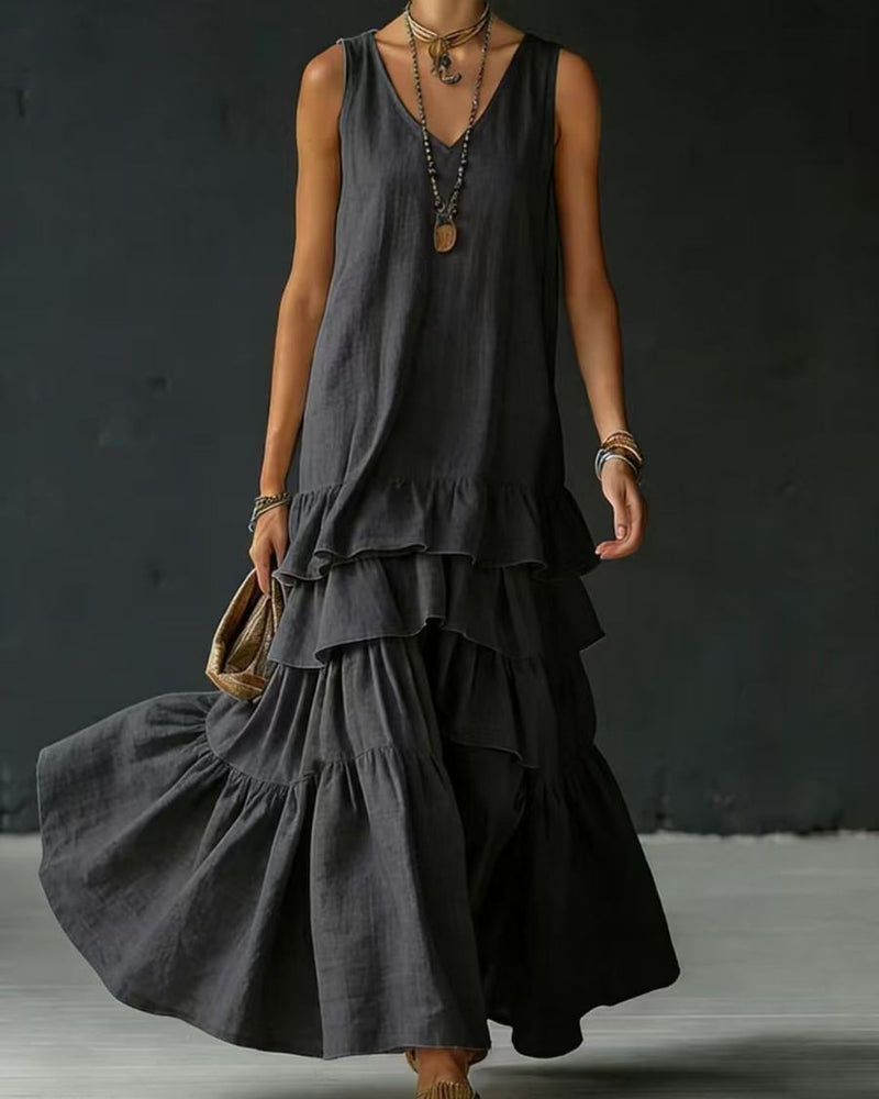 Willluxe® Elegant Romantic Layered Ruffle Long Dress