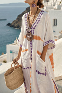 Willluxe® V-Neck Kaftan Maxi Dress with Stripe Detail