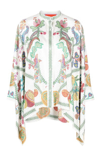 Willluxe® Grenadilla Print Silk-Twill Blouse Flowy Loose-Cut Sleeves Italian Elegant Set