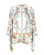 Willluxe® Grenadilla Print Silk-Twill Blouse Flowy Loose-Cut Sleeves Italian Elegant Set