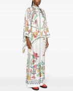 Willluxe® Grenadilla Print Silk-Twill Blouse Flowy Loose-Cut Sleeves Italian Elegant Set