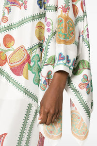 Willluxe® Grenadilla Print Silk-Twill Blouse Flowy Loose-Cut Sleeves Italian Elegant Set