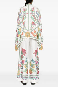 Willluxe® Grenadilla Print Silk-Twill Blouse Flowy Loose-Cut Sleeves Italian Elegant Set