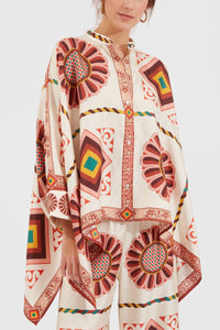 Willluxe® Macro Tiles Placée Twill Shirt and Pants Set Elegant Printed Two-Piece Outfit