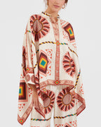 Willluxe® Macro Tiles Placée Twill Shirt and Pants Set Elegant Printed Two-Piece Outfit
