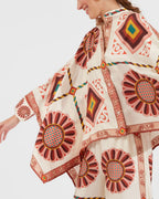 Willluxe® Macro Tiles Placée Twill Shirt and Pants Set Elegant Printed Two-Piece Outfit