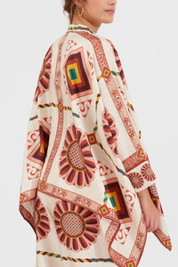 Willluxe® Macro Tiles Placée Twill Shirt and Pants Set Elegant Printed Two-Piece Outfit