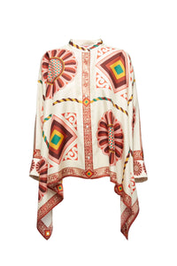 Willluxe® Macro Tiles Placée Twill Shirt and Pants Set Elegant Printed Two-Piece Outfit