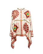 Willluxe® Macro Tiles Placée Twill Shirt and Pants Set Elegant Printed Two-Piece Outfit