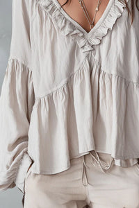 Willluxe® Airy Vintage-Inspired Ruffle Soft Ruffle Bohemian Blouse
