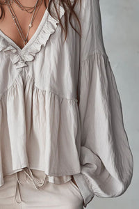 Willluxe® Airy Vintage-Inspired Ruffle Soft Ruffle Bohemian Blouse
