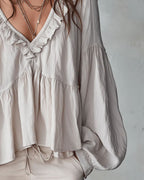 Willluxe® Airy Vintage-Inspired Ruffle Soft Ruffle Bohemian Blouse