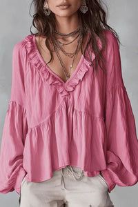 Willluxe® Airy Vintage-Inspired Ruffle Soft Ruffle Bohemian Blouse