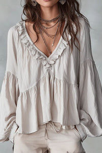 Willluxe® Airy Vintage-Inspired Ruffle Soft Ruffle Bohemian Blouse