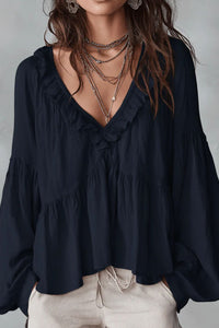 Willluxe® Airy Vintage-Inspired Ruffle Soft Ruffle Bohemian Blouse