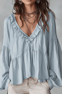 Willluxe® Airy Vintage-Inspired Ruffle Soft Ruffle Bohemian Blouse