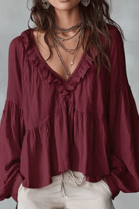 Willluxe® Airy Vintage-Inspired Ruffle Soft Ruffle Bohemian Blouse