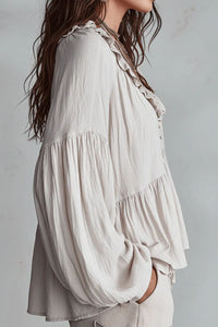 Willluxe® Airy Vintage-Inspired Ruffle Soft Ruffle Bohemian Blouse