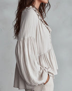 Willluxe® Airy Vintage-Inspired Ruffle Soft Ruffle Bohemian Blouse