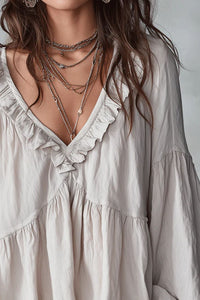 Willluxe® Airy Vintage-Inspired Ruffle Soft Ruffle Bohemian Blouse
