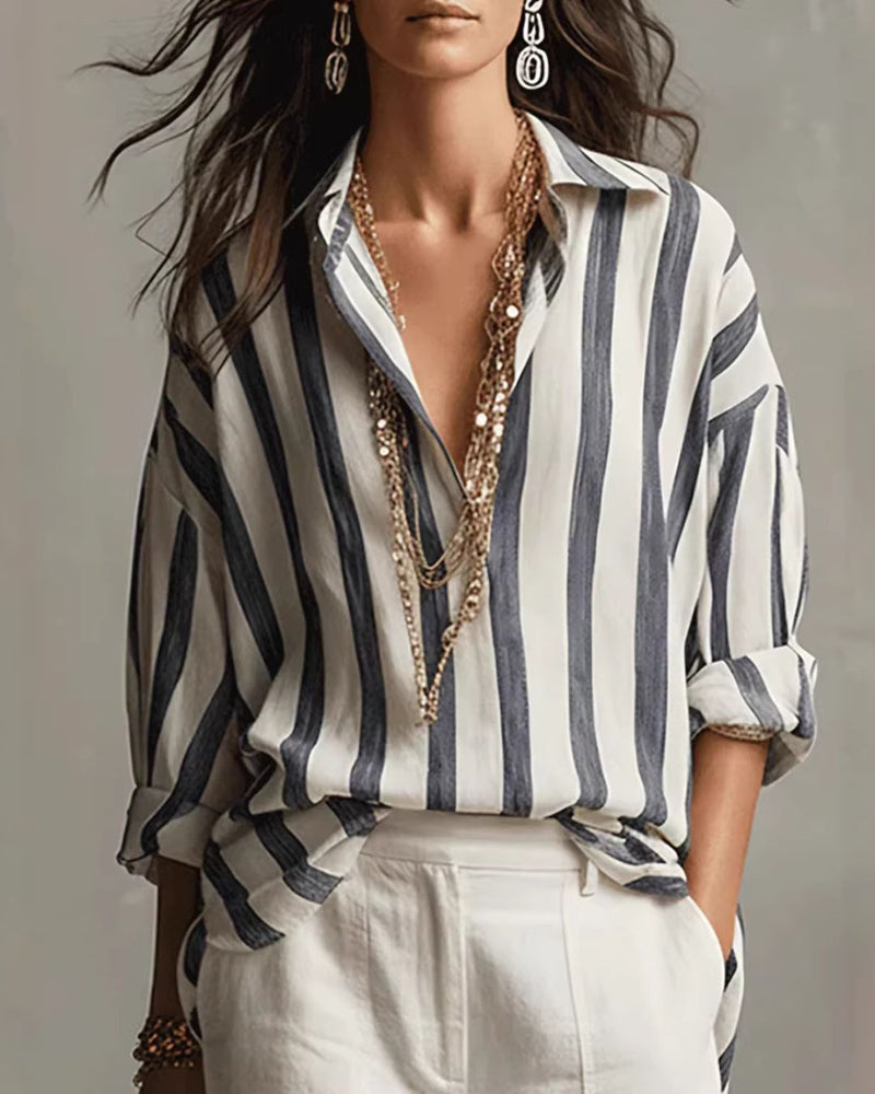 Willluxe® Casual Striped Long-Sleeved Shirt