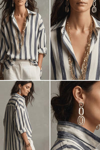 Willluxe® Casual Striped Long-Sleeved Shirt