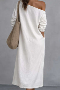 Willluxe® Loose-fitting One Shoulder Split Hem Midi Dress