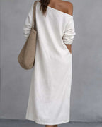 Willluxe® Loose-fitting One Shoulder Split Hem Midi Dress