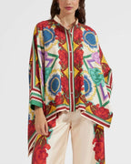 Willluxe® Taormina Placée Ivory Twill Blouse Baroque Palace Print Elegant Flowy Set
