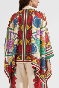 Willluxe® Taormina Placée Ivory Twill Blouse Baroque Palace Print Elegant Flowy Set