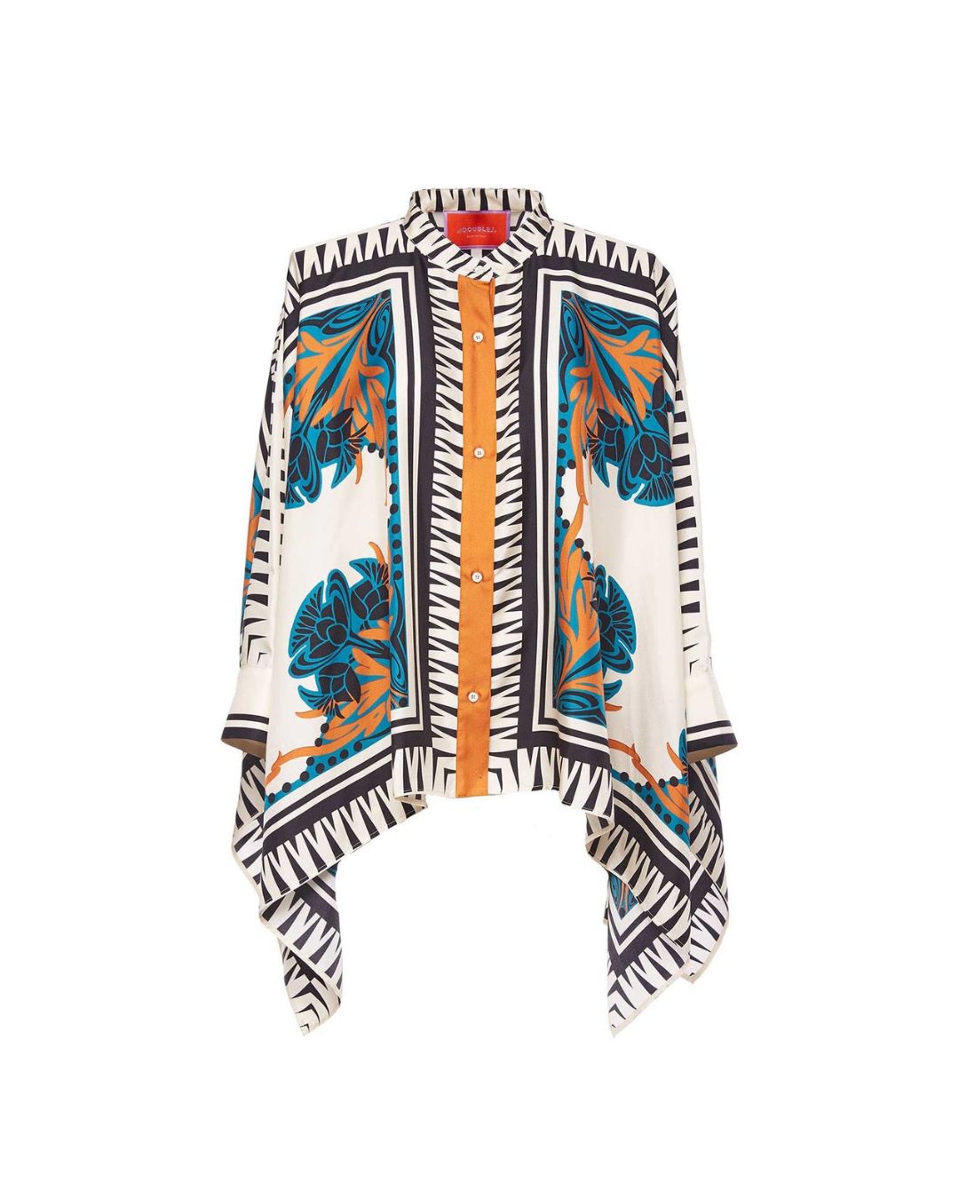 Willluxe® Ivory and Teal Printed Elegant Flowy Caftan Set