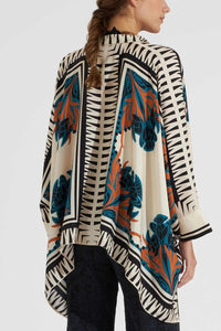 Willluxe® Ivory and Teal Printed Elegant Flowy Caftan Set