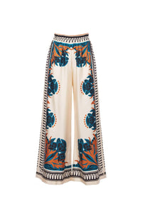 Willluxe® Ivory and Teal Printed Elegant Flowy Caftan Set