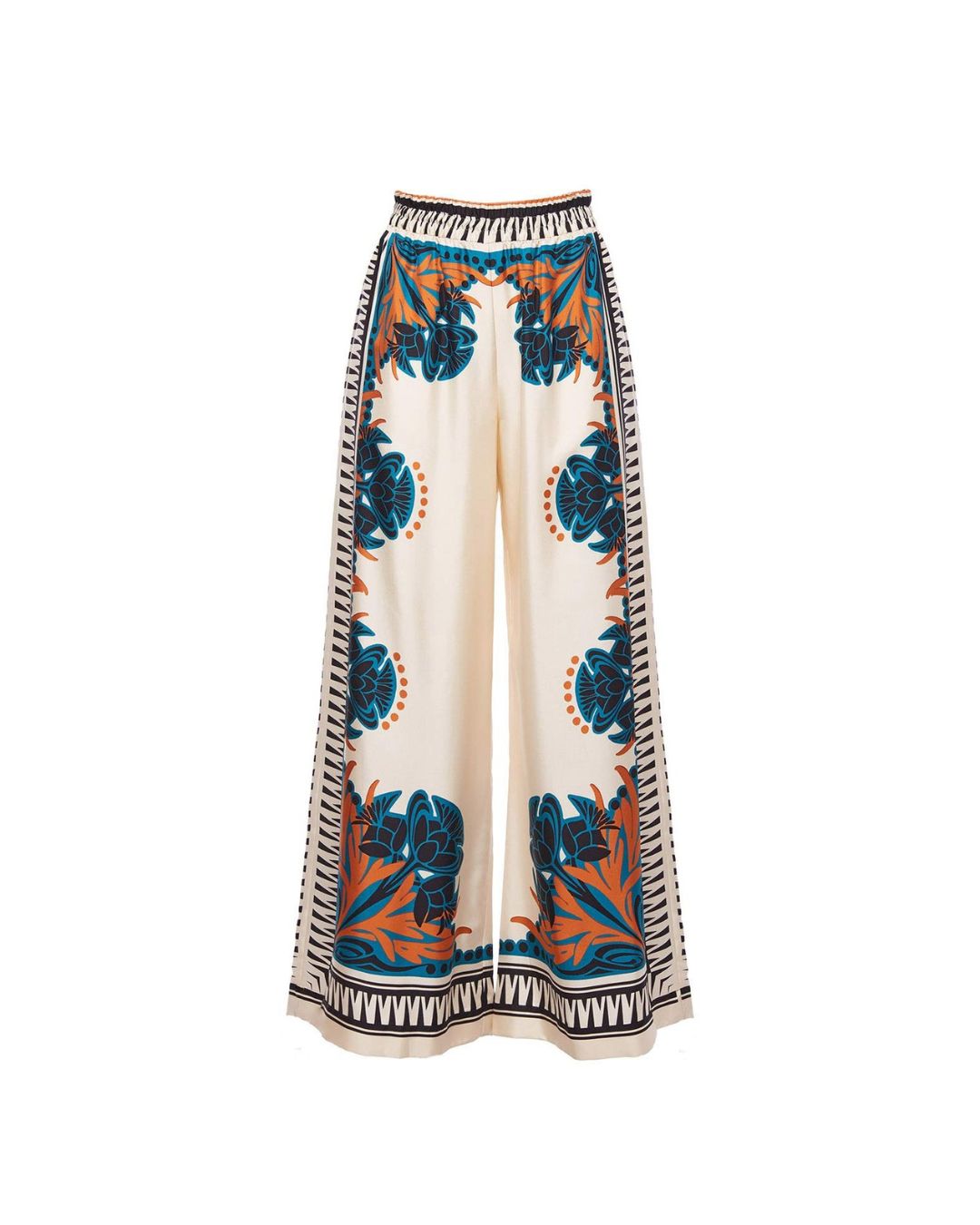 Willluxe® Ivory and Teal Printed Elegant Flowy Caftan Set