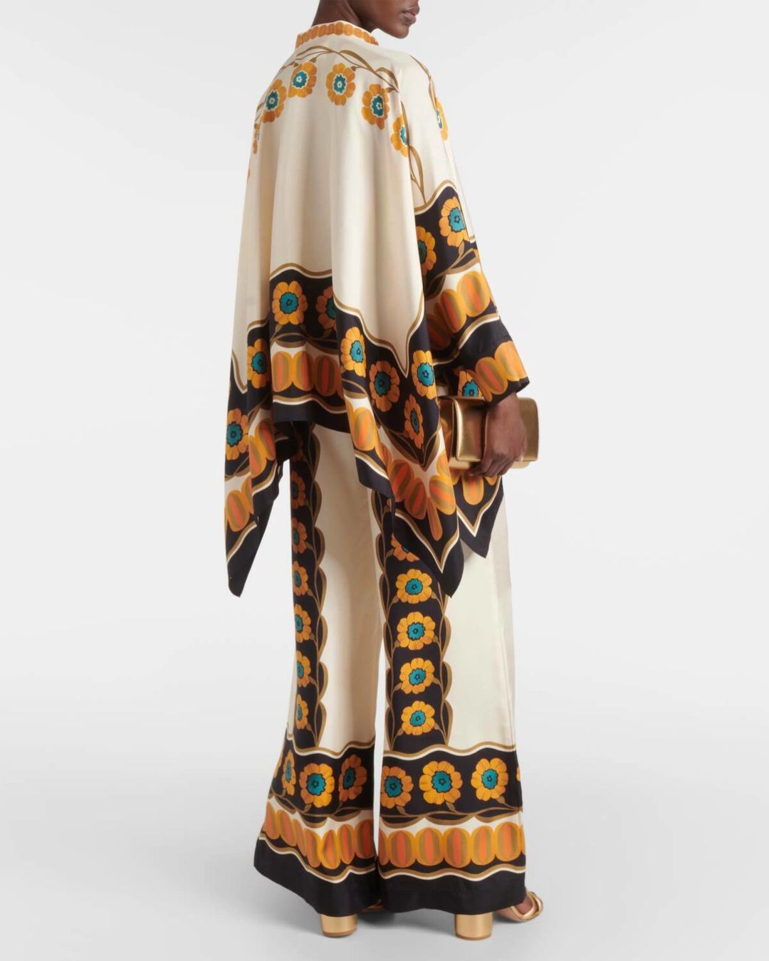 Willluxe® Yellow Daisy Floral Print Two-Piece Set Elegant Shirt and Pants Outfit