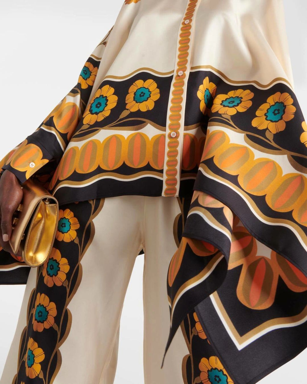 Willluxe® Yellow Daisy Floral Print Two-Piece Set Elegant Shirt and Pants Outfit