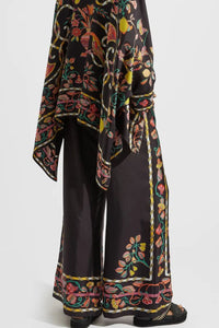 Willluxe® Borboni Placée Nero Twill Blouse Vintage Baroque Print Elegant Flowy Set