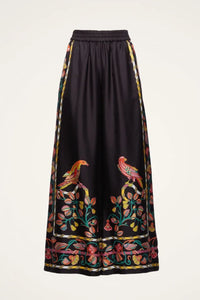 Willluxe® Borboni Placée Nero Twill Blouse Vintage Baroque Print Elegant Flowy Set