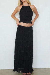 Willluxe® Romance Pleated Back Halter Tank Set