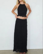 Willluxe® Romance Pleated Back Halter Tank Set