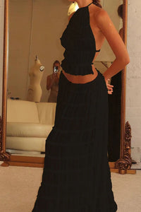 Willluxe® Romance Pleated Back Halter Tank Set