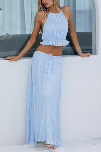 Willluxe® Romance Pleated Back Halter Tank Set