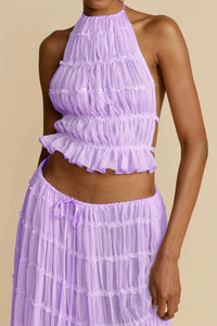 Willluxe® Romance Pleated Back Halter Tank Set