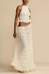 Willluxe® Romance Pleated Back Halter Tank Set