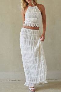 Willluxe® Romance Pleated Back Halter Tank Set